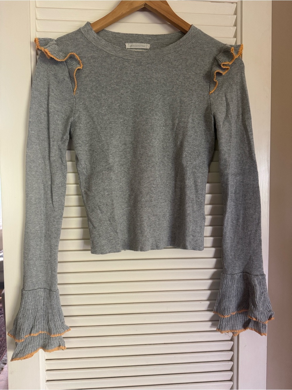 Urban Outfitters Gray Knit Top with Orange Trim